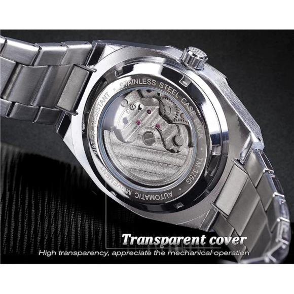 Automatic Watch Mechanical WristWatch for Men Octagonal Waterproof SkeletonWatch - Picture 6 of 6